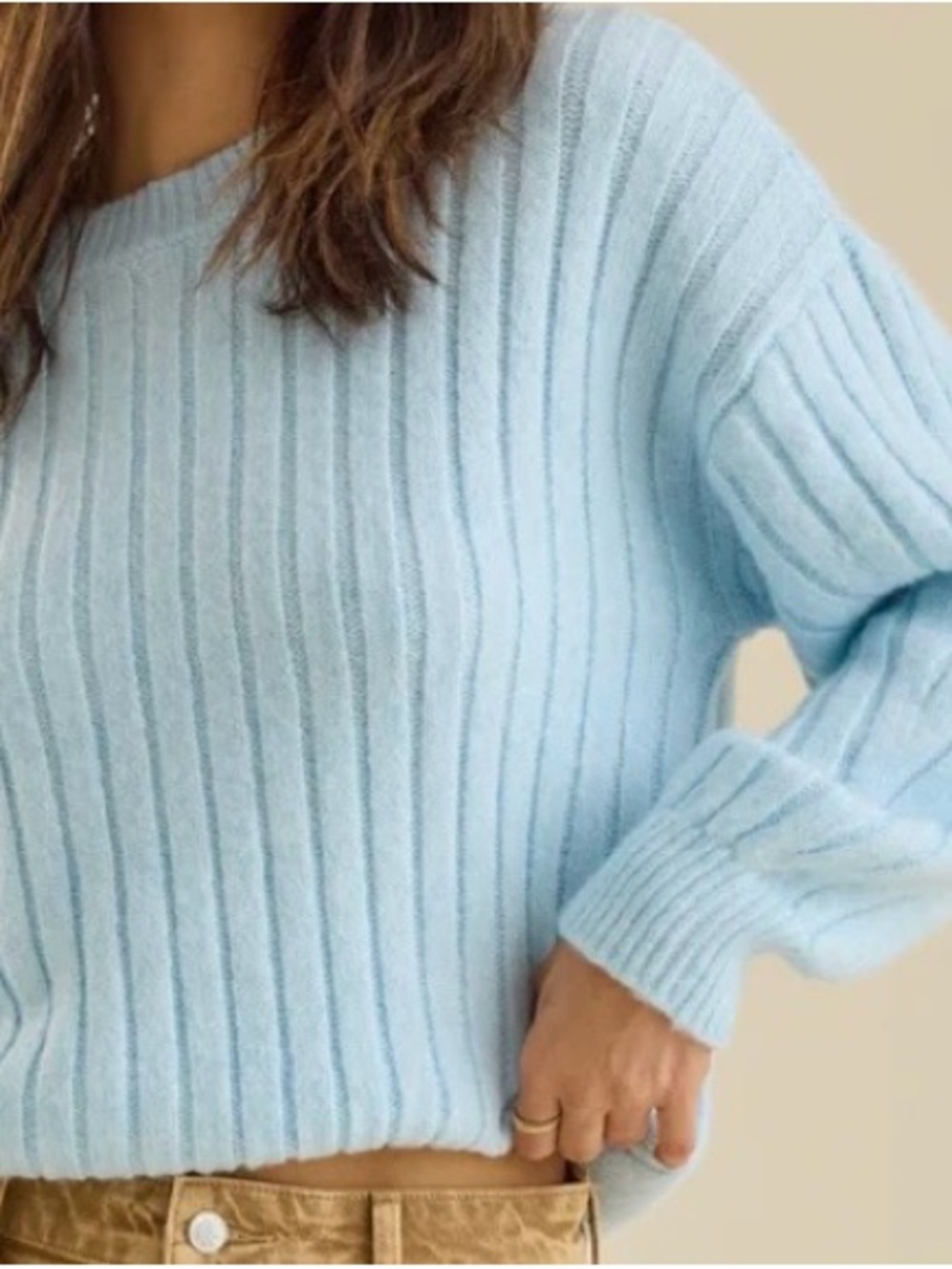 Altar'd State Light Blue Ribbed Crewneck Sweater